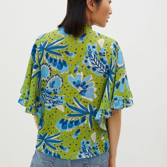 VERA FOR ANTHROPOLOGIE Valley Flutter-Sleeved Buttondown Women’s Size Medium - Picture 3 of 12